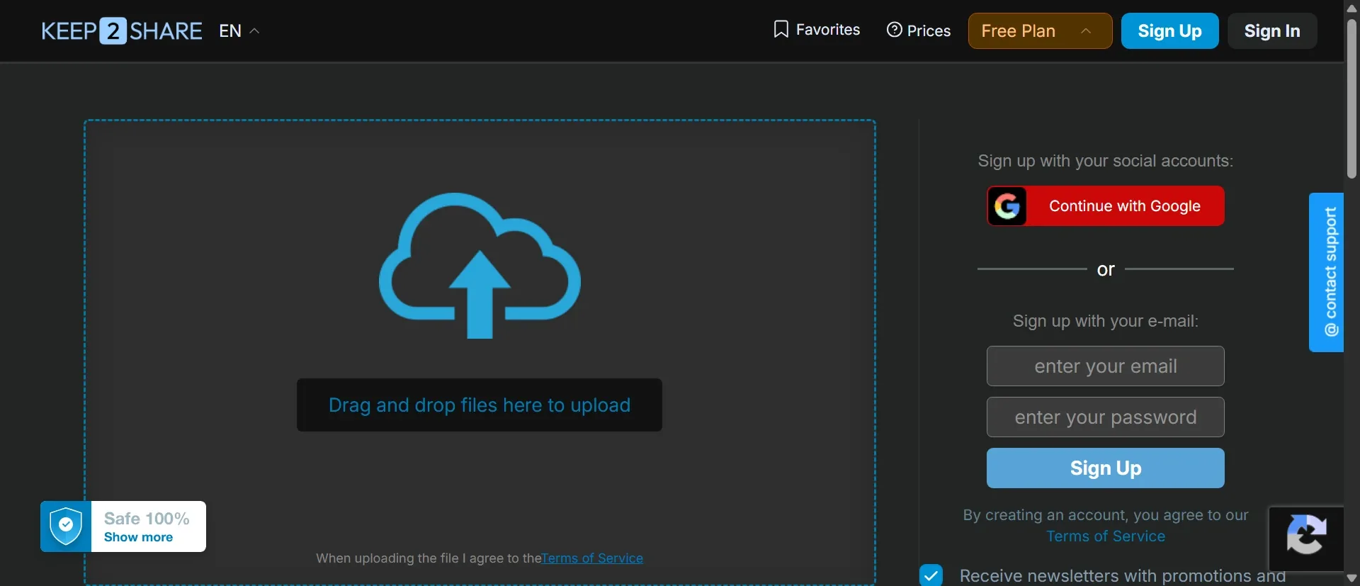 Keep2Share screenshot