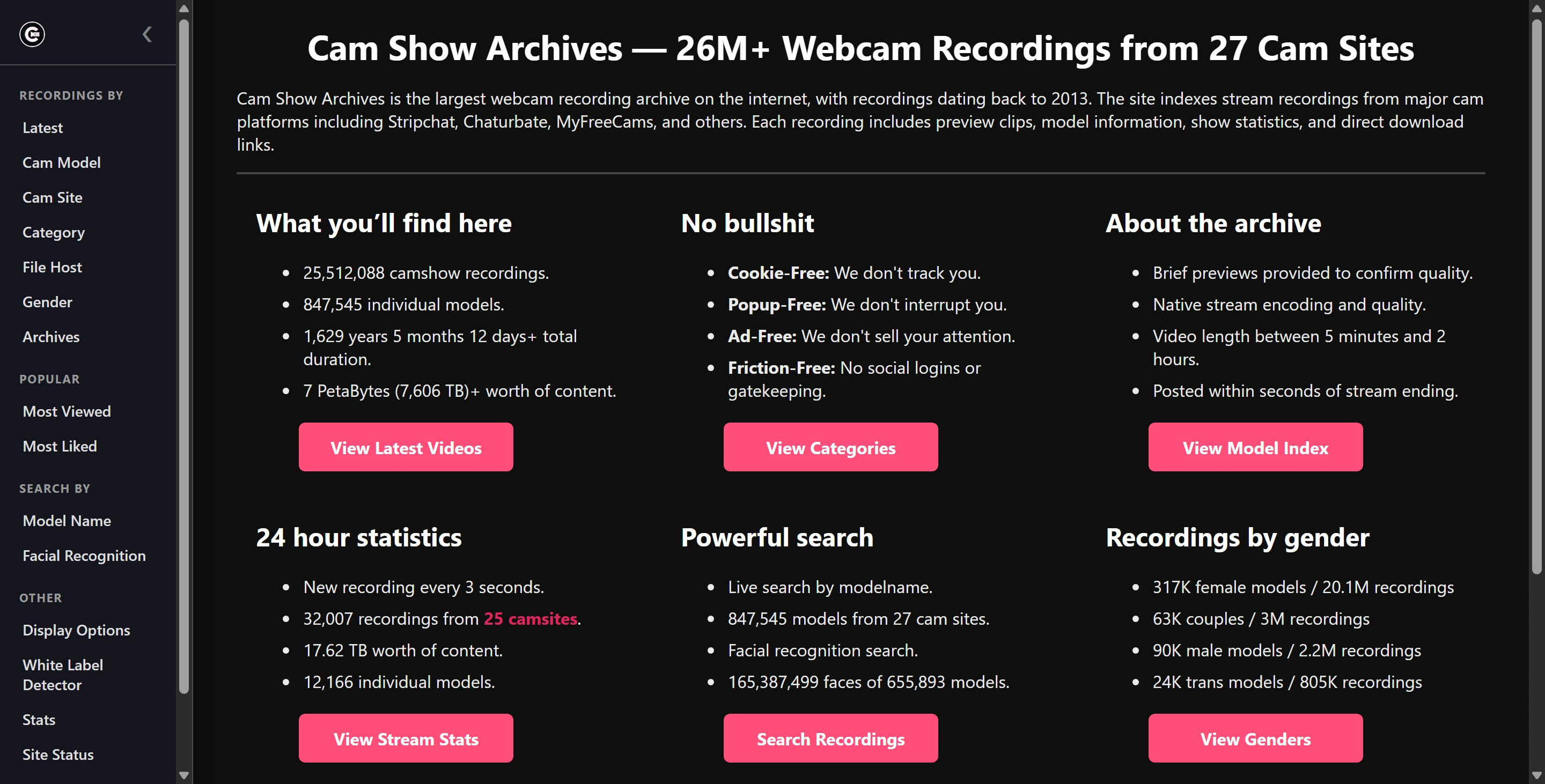Cam Show Archives screenshot